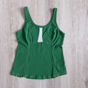Lululemon Tank Top VTG Green/White Women's Size 10 Mesh Panels EUC